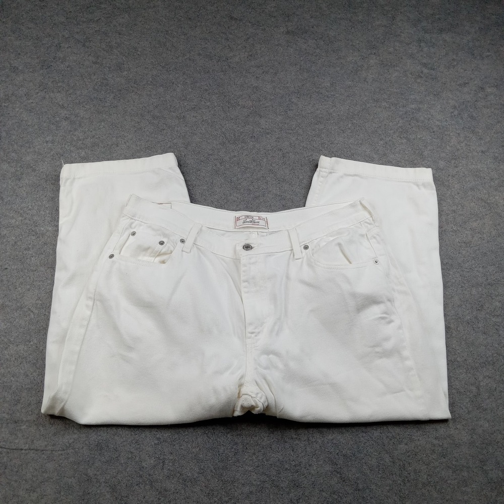 Levi Jeans Womens 16 Strauss Signature White High Rise Capri Stretch Denim
